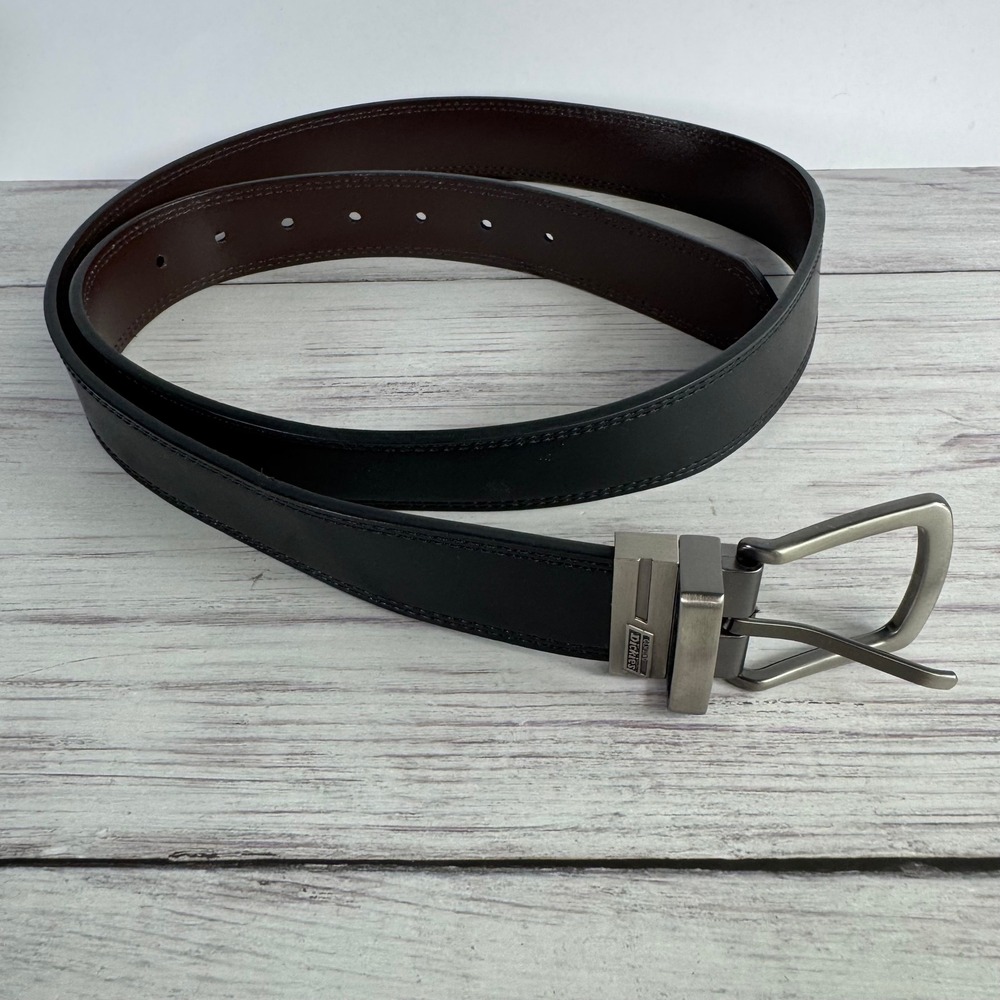 Dickies Mens Reversible Leather Belt Black Brown Swivel Buckle Size 42 NEW